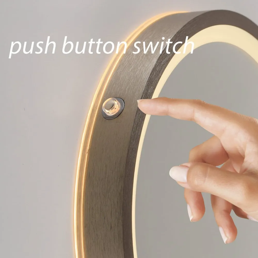 Paul Neuhaus Møbel Og Interiør > LED-vægspegel VIDRO, bronze, Ø 26 cm, powerbank, afbryder