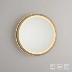 Paul Neuhaus Møbel Og Interiør > LED-vægspegel VIDRO, bronze, Ø 26 cm, powerbank, afbryder
