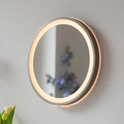 Paul Neuhaus Møbel Og Interiør > LED-vægspegel VIDRO, bronze, Ø 36 cm, powerbank, afbryder