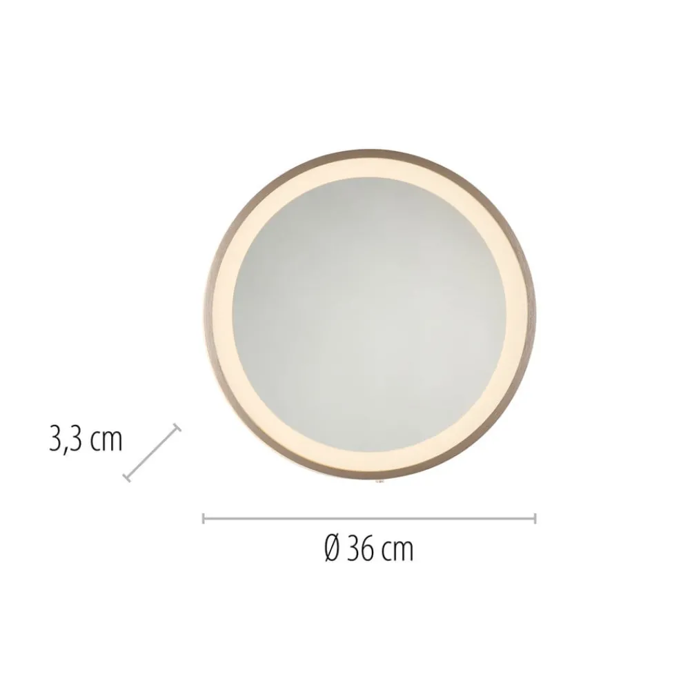 Paul Neuhaus Møbel Og Interiør > LED-vægspegel VIDRO, bronze, Ø 36 cm, powerbank, afbryder