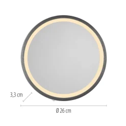 Paul Neuhaus Møbel Og Interiør > LED-vægspegel VIDRO, grå, Ø 26 cm, powerbank, afbryder