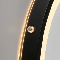 Møbel Og Interiør ^ Paul Neuhaus LED-vægspegel VIDRO, sort, Ø 40 cm, powerbank, hængende