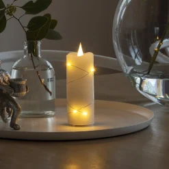 Julepynt|Led Stearinlys ^ Konstsmide Christmas LED-vokslys creme lys farve rav 12,7 cm