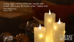 Julepynt|Led Stearinlys ^ Konstsmide Christmas LED-vokslys creme lys farve rav 12,7 cm