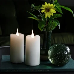 Konstsmide Christmas Dekorationsbelysning|Julepynt > LED-vokslys creme, lysfarve ravgul, Ø 7,5 cm 2 stk