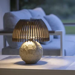 Solcelle Lampe Med Sensor|Solcellelamper ^ Les Jardins LED-bordlampe Alba, grå/beige, højde 41 cm
