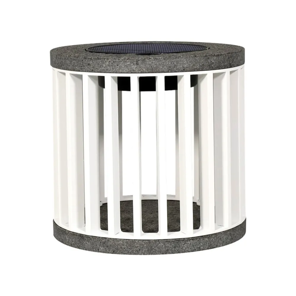 Les Jardins Solcellelamper > LED-solcellebordlampe Halo, hvid, aluminium/granit