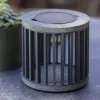 Les Jardins Solcellelamper > LED-solcellebordlampe Halo, grå, aluminium/granit