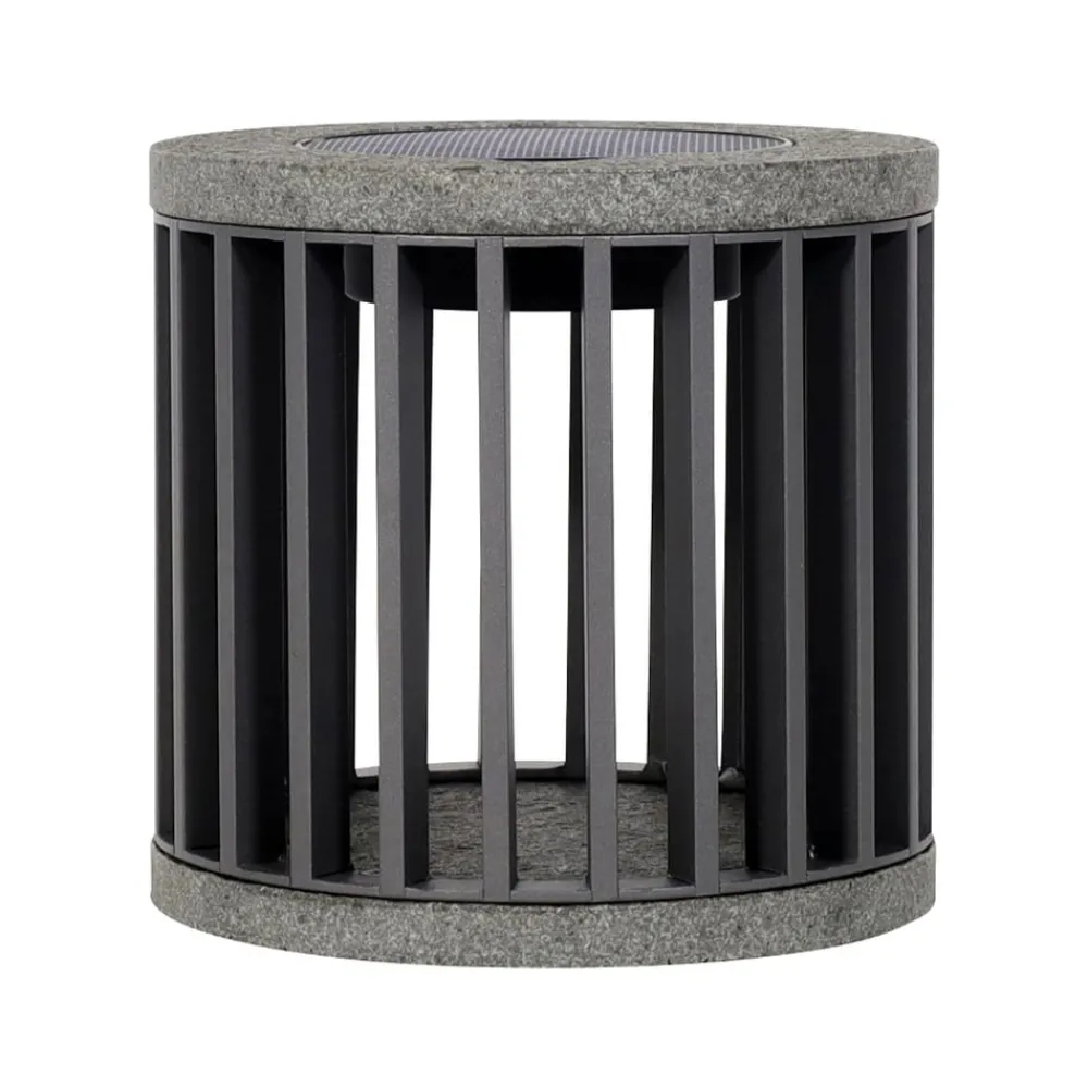 Les Jardins Solcellelamper > LED-solcellebordlampe Halo, grå, aluminium/granit