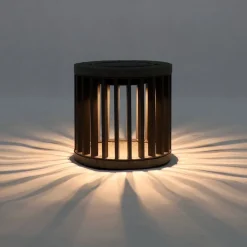 Les Jardins Solcellelamper > LED-solcellebordlampe Halo, grå, aluminium/granit