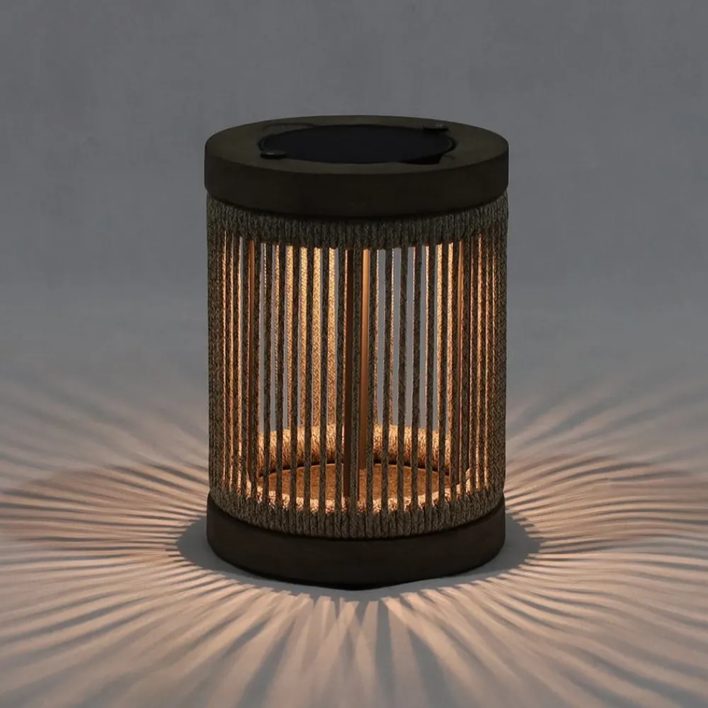 Les Jardins Solcellelamper > LED-solcellebordlampe Rop&Strip, grå/beige