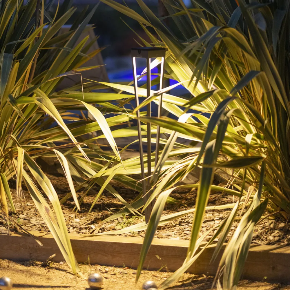 Les Jardins Solcellelamper|Udendørs Spot > LED-solcellelampe Tinka, grå, 90 cm, jordspyd