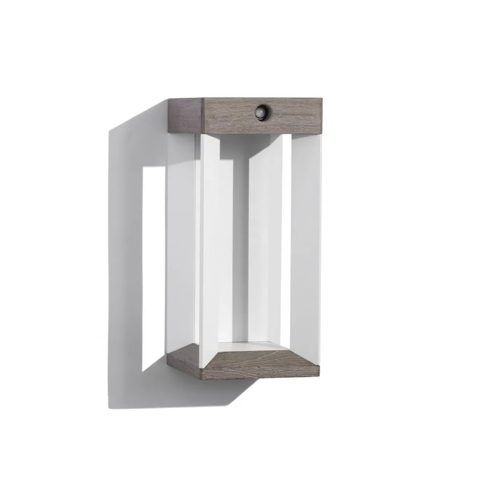 Les Jardins Solcelle Lampe Med Sensor|Væglampe Med Sensor > LED-solcellelampe Teckalu, grå/hvid, 33 cm