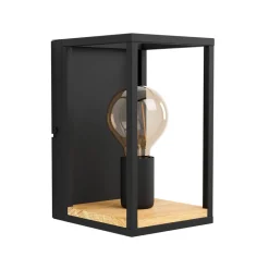 EGLO Væglamper > Libertad væglampe, bredde 14 cm, sort/træ, stål