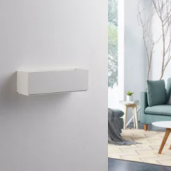 Lindby Væglamper|Væglamper > Lidby væglampe Benno, 29 cm, gips, hvid, kantet, G9