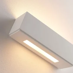 Lindby Væglamper|Væglamper > Lidby væglampe Benno, 29 cm, gips, hvid, kantet, G9