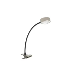 Arbejdsrum/Kontor|Bordlamper ^ LIGHTME bordlampe Powerlens Flex, klemme, titaniumfarvet