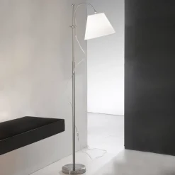 Gulvlamper|Gulvlamper ^ ORION Lilly tekstil-gulvlampe, nikkel, højdejusterbar