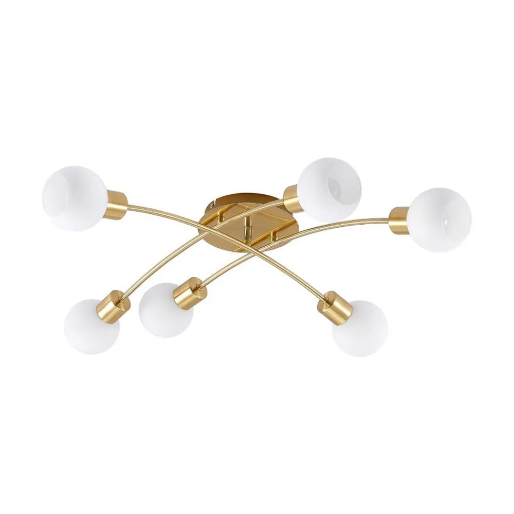 Loftlamper|Pendellamper ^ Lindby Agmar loftlampe, 6 lyskilder, messing