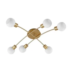 Loftlamper|Pendellamper ^ Lindby Agmar loftlampe, 6 lyskilder, messing