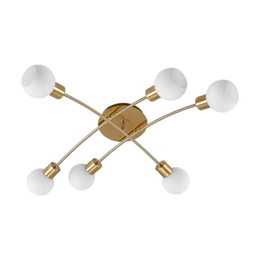 Loftlamper|Pendellamper ^ Lindby Agmar loftlampe, 6 lyskilder, messing