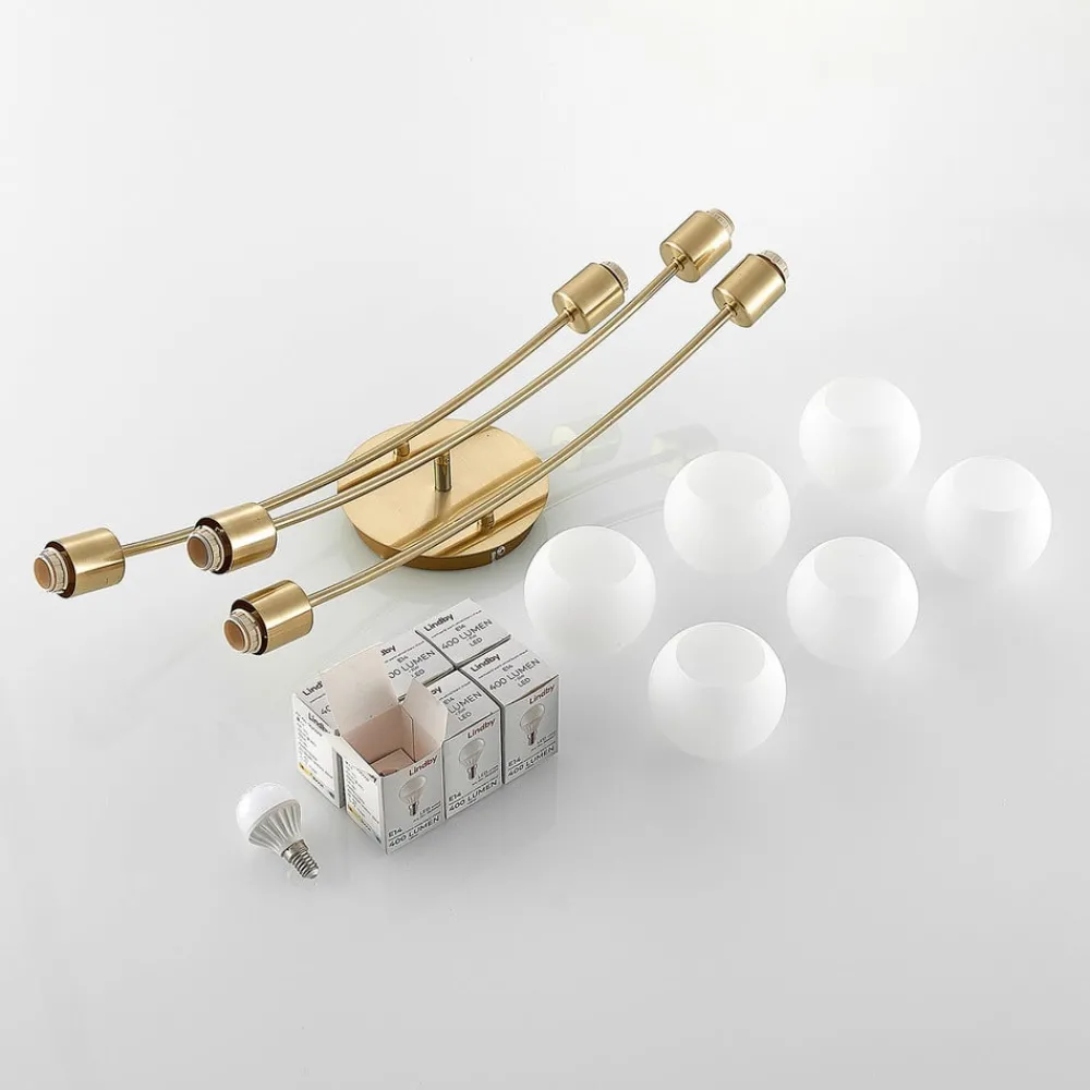 Loftlamper|Pendellamper ^ Lindby Agmar loftlampe, 6 lyskilder, messing
