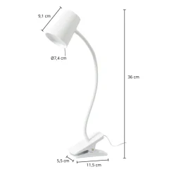Lindby Arbejdsrum/Kontor|Bordlamper > Ailina LED-bordlampe, klemmefod, hvid