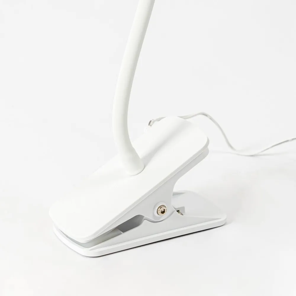 Lindby Arbejdsrum/Kontor|Bordlamper > Ailina LED-bordlampe, klemmefod, hvid