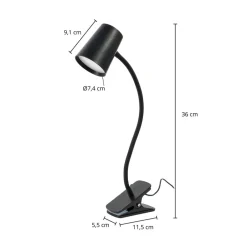 Arbejdsrum/Kontor|Bordlamper ^ Lindby Ailina LED-bordlampe, klemmefod, sort