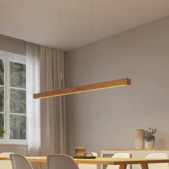 Lindby Pendellamper|Pendellamper > Alimara LED-hængelampe i træ, træ, længde 138 cm