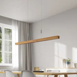 Lindby Pendellamper|Pendellamper > Alimara LED-hængelampe i træ, træ, længde 138 cm