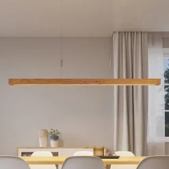 Lindby Pendellamper|Pendellamper > Alimara LED-hængelampe i træ, træ, længde 138 cm
