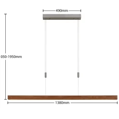 Lindby Pendellamper|Pendellamper > Alimara LED-hængelampe i træ, træ, længde 138 cm
