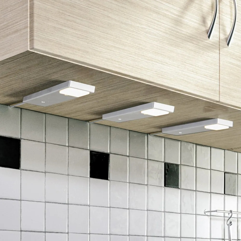 Underskabsbelysning ^ Lindby Amaryll LED-underskabsbelysning, 3 stk sølv