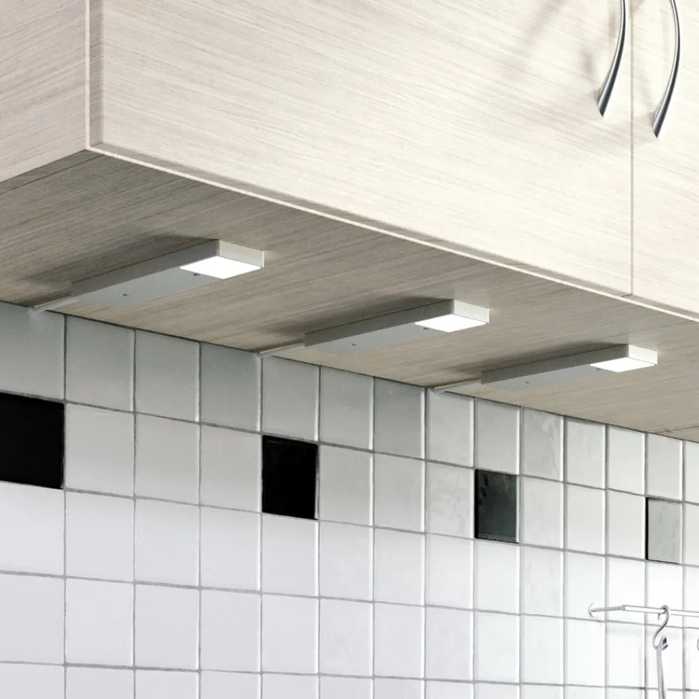 Underskabsbelysning ^ Lindby Amaryll LED-underskabsbelysning, 3 stk sølv