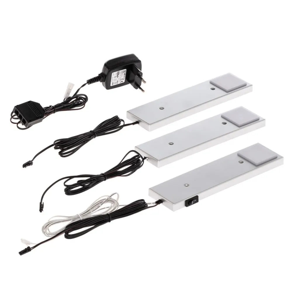 Underskabsbelysning ^ Lindby Amaryll LED-underskabsbelysning, 3 stk sølv