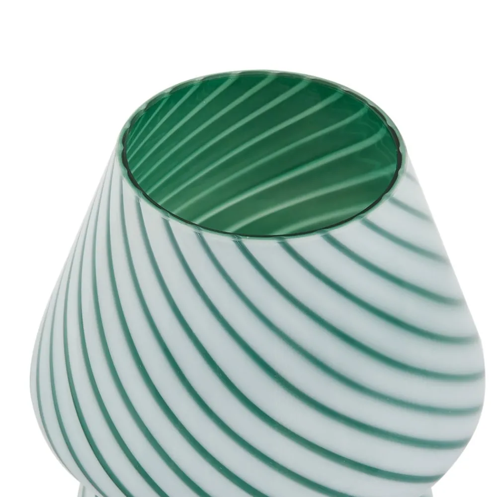 Lindby Bordlamper > Andriana bordlampe, grøn/hvid, glas, Ø 15 cm