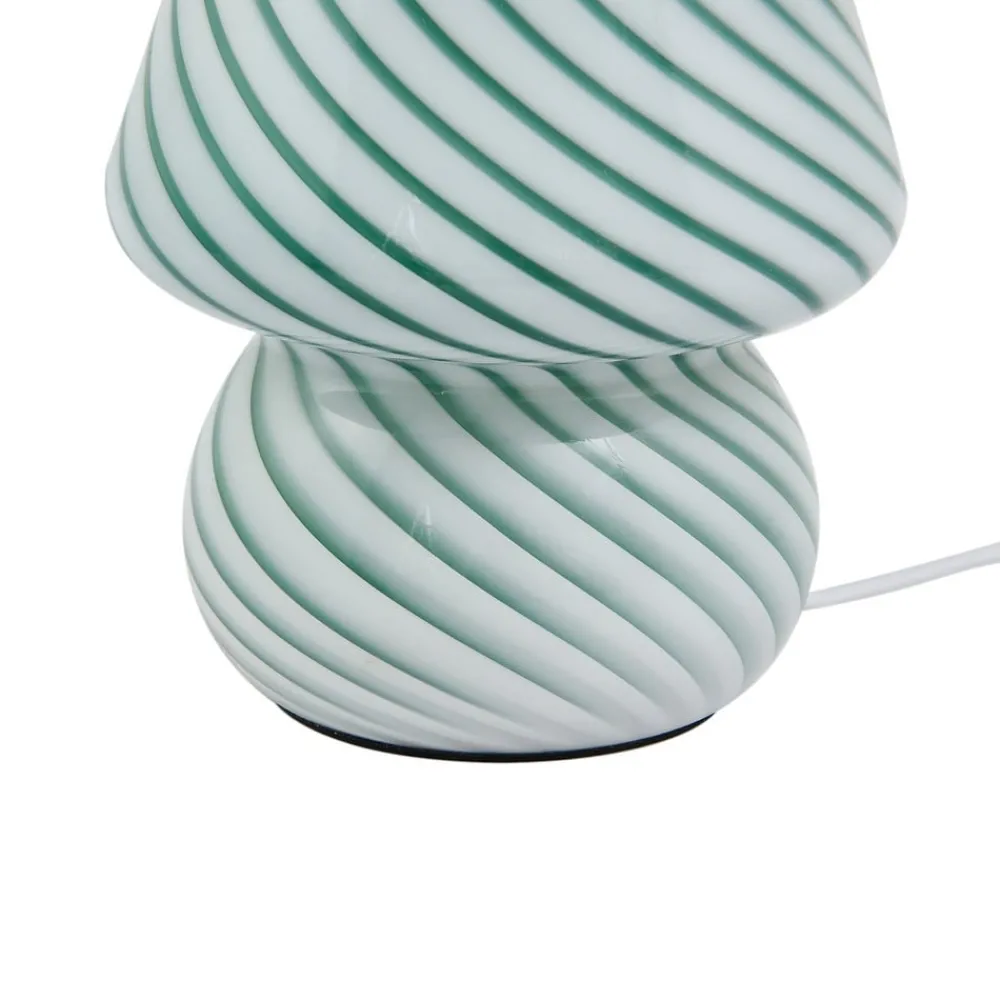 Lindby Bordlamper > Andriana bordlampe, grøn/hvid, glas, Ø 15 cm