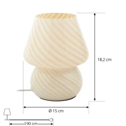 Bordlamper ^ Lindby Andriana bordlampe, gul/hvid, glas, Ø 15 cm