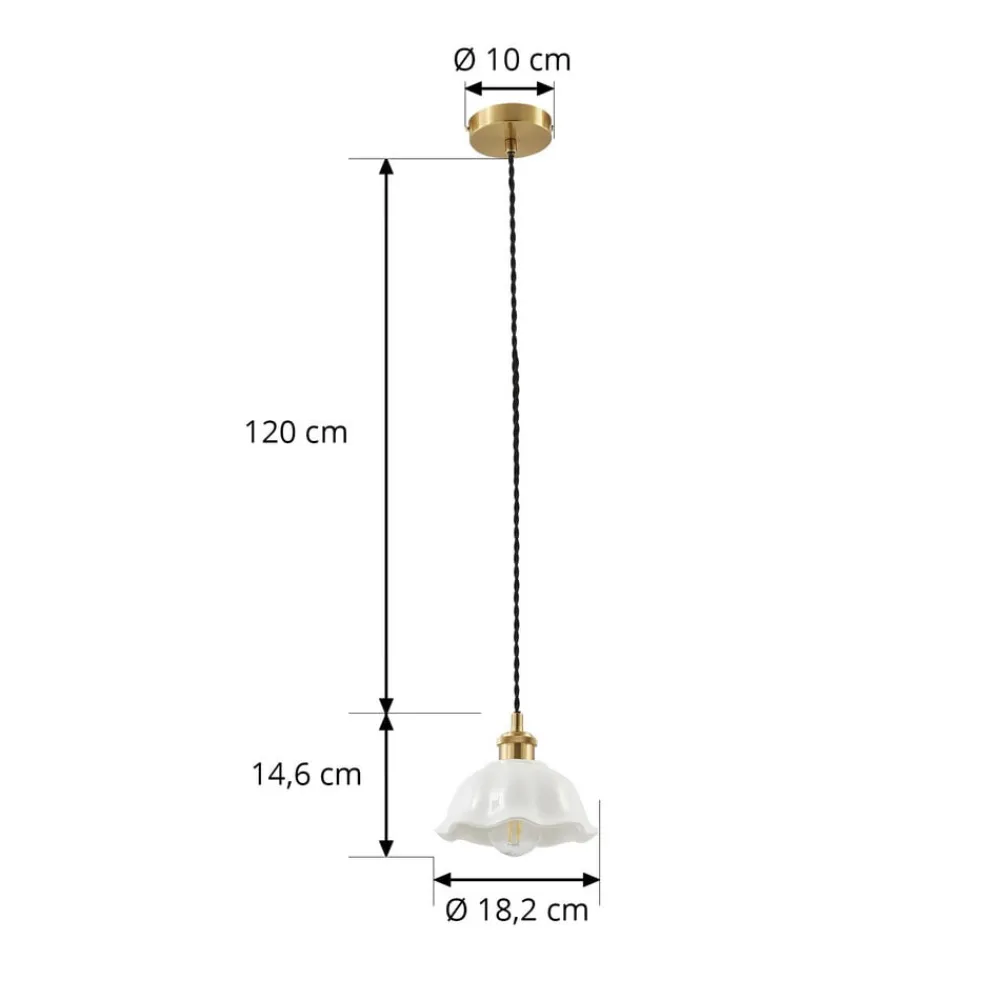 Lindby Pendellamper|Pendellamper > Annegret hængelampe, Ø 18 cm, keramik, hvid/messing