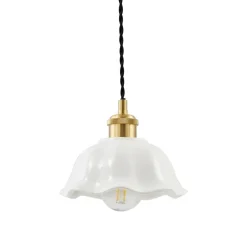 Lindby Pendellamper|Pendellamper > Annegret hængelampe, Ø 18 cm, keramik, hvid/messing