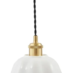 Lindby Pendellamper|Pendellamper > Annegret hængelampe, Ø 18 cm, keramik, hvid/messing