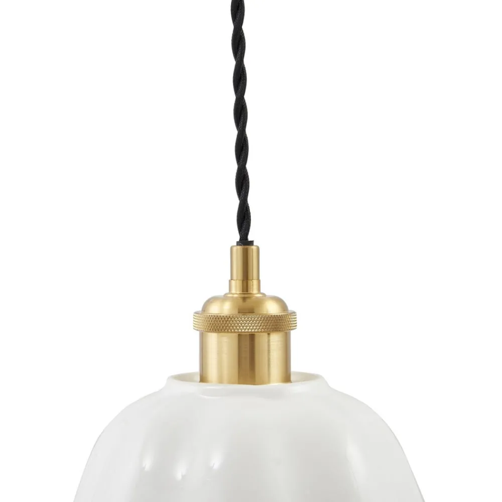 Lindby Pendellamper|Pendellamper > Annegret hængelampe, Ø 18 cm, keramik, hvid/messing