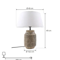 Bordlamper ^ Lindby bordlampe Aelith, Ø 40 cm, brun, keramik, E27