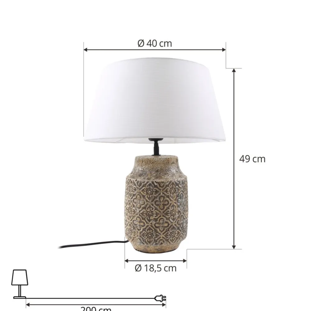 Bordlamper ^ Lindby bordlampe Aelith, Ø 40 cm, brun, keramik, E27