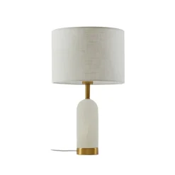Lindby Pendellamper|Bordlamper > bordlampe alabast, hvid/guld, Ø 30 cm, marmor, E27