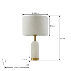 Lindby Pendellamper|Bordlamper > bordlampe alabast, hvid/guld, Ø 30 cm, marmor, E27