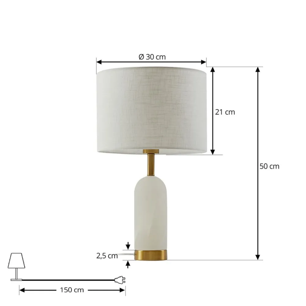 Lindby Pendellamper|Bordlamper > bordlampe alabast, hvid/guld, Ø 30 cm, marmor, E27