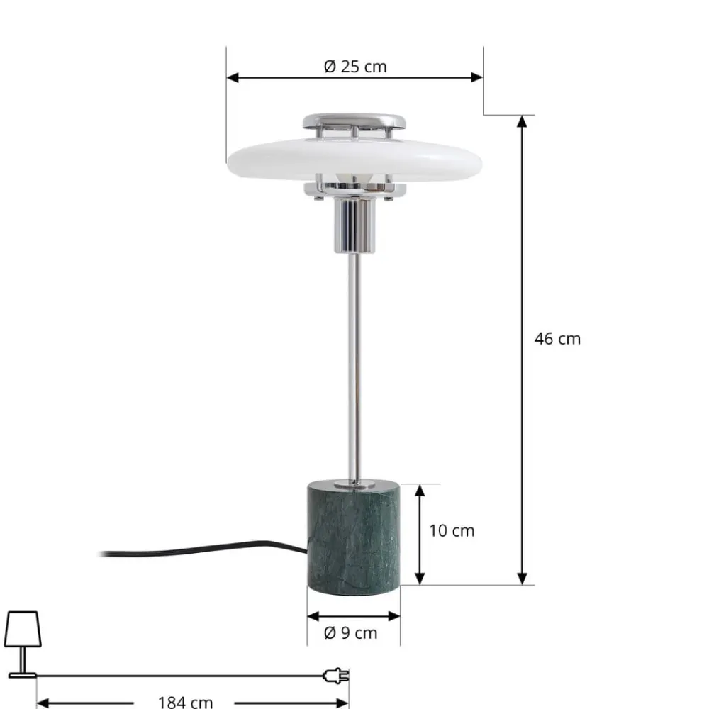 Lindby Pendellamper|Bordlamper > bordlampe Branford, retro, hvid/grøn opalglas/marmor