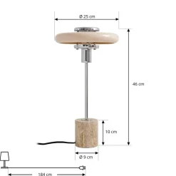 Pendellamper|Bordlamper ^ Lindby bordlampe Branford, retro, beige, metal/travertin